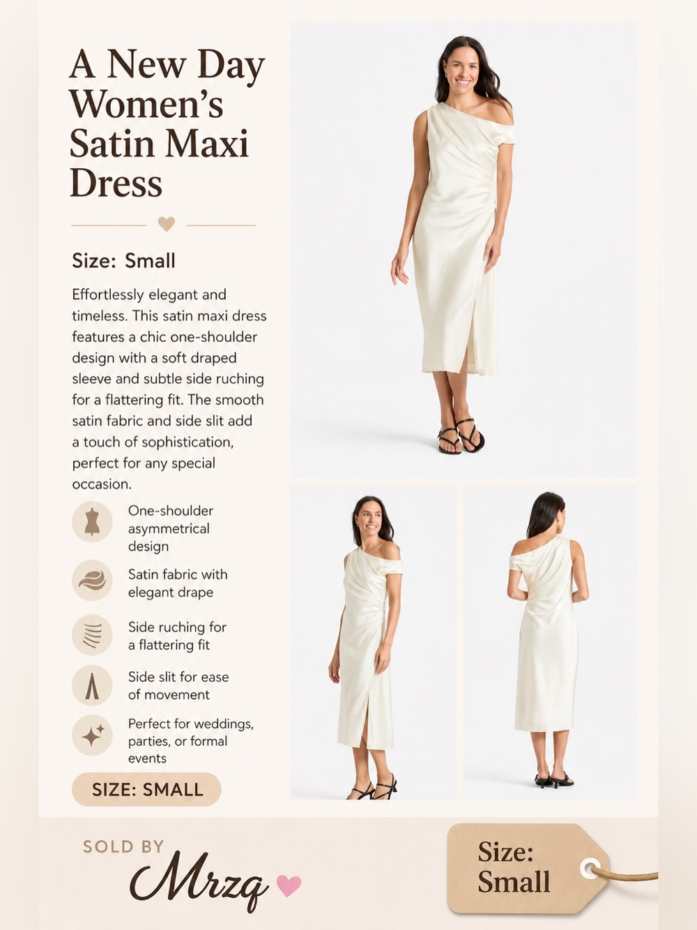 a new day Ivory Satin Maxi Dress Multiple Sizes